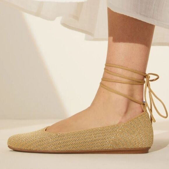 Rothy's The Square Wrap Ballerina Flats Shimmering Gold Size 9.5 - Picture 1 of 16